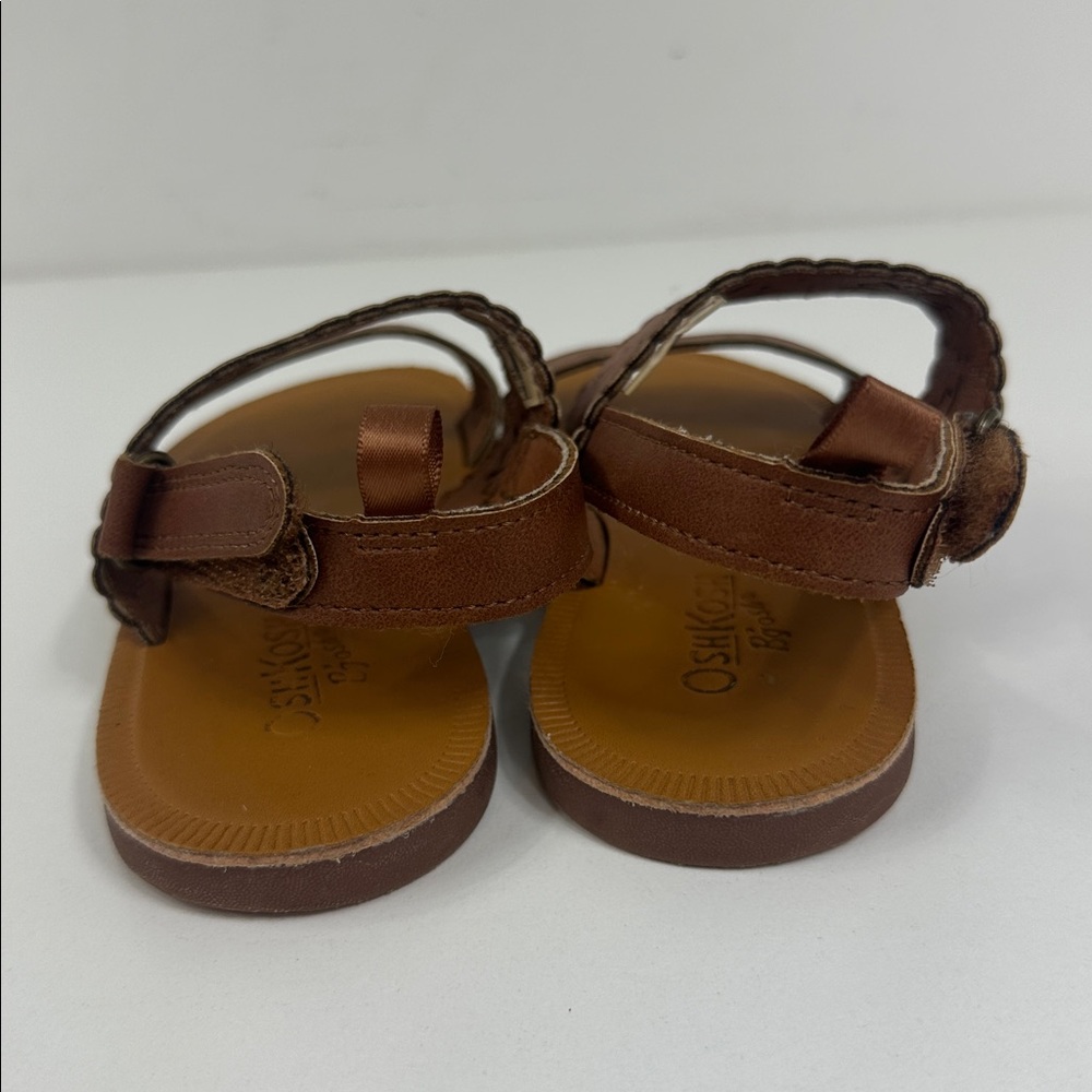 OshKoshBGosh Brown Kids Sandals with Velcro Girls size 10M summer beach stylish - Picture 7 of 11